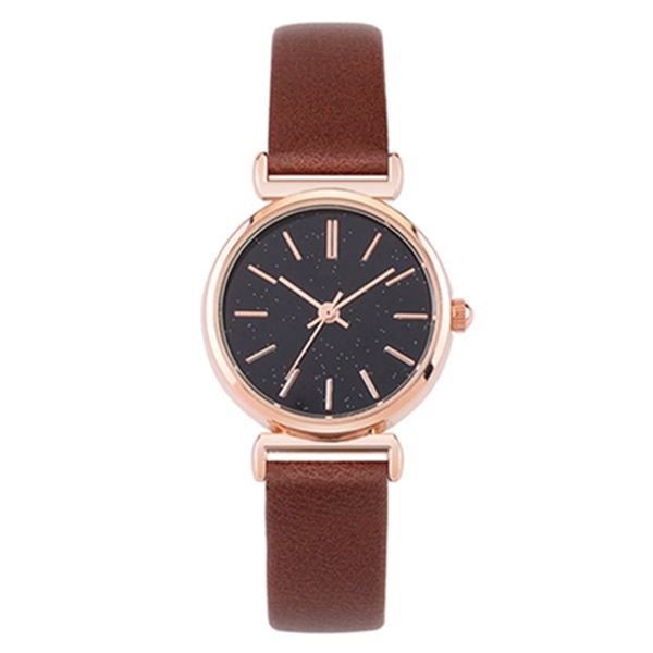 

no logo watch simple starry sky leather ladies watch wholesale clock for women fashion wristwatches business sport watches, Slivery;brown