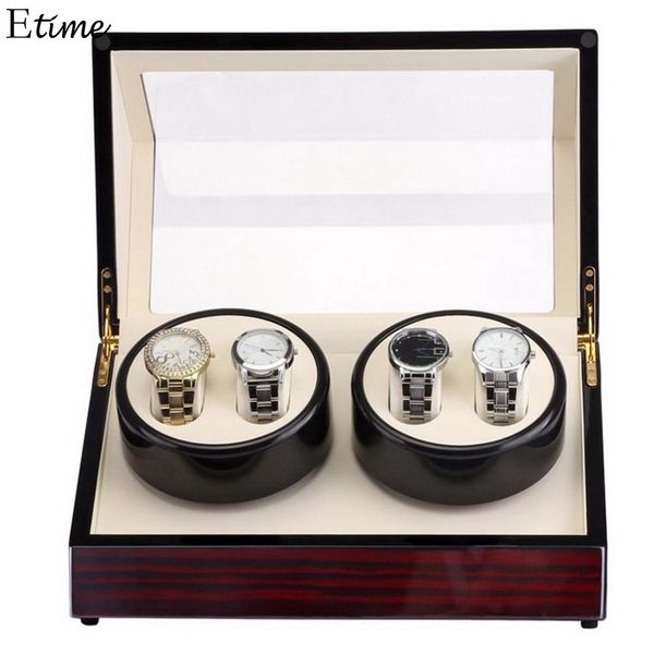 

4 grids pu leather watch box motor shaker watch winder holder case organizer storage for clock watches boxes jewelry display, Black;blue