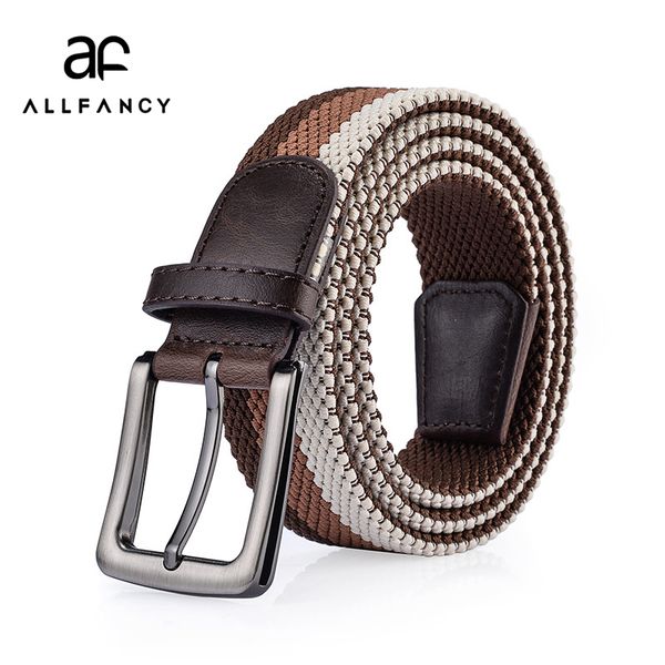 

woven leather buckle elastic waist belt men and woman belt new leisure 6 colour 3.5 wide for gift for men fashion belts, Black;brown
