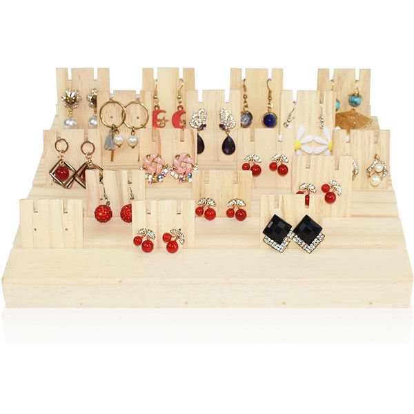 

solid wood earrings jam paper jewelry display props card 5 slot plate jewelry display earrings shelf storage rack