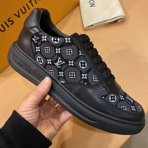 

louis vuitton 2020 f4 новая мода повседневная мужская обувь, высокое качество удобная обувь люкс кожаные кроссовки оригинальная коробка для, Black