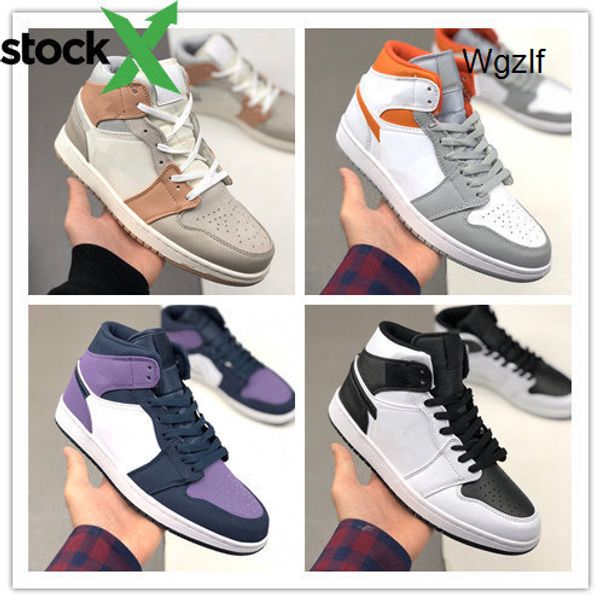 

wholesale with box 2020 new orange grey 1s i men women mid jordon basketball shoes outdoor trainers good quality size 36-45, Black