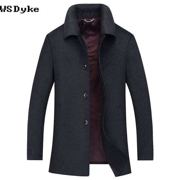 

2017 autumn new casual medium long herrenmantel cashmere good quality single breasted lana abrigo hombre, Black