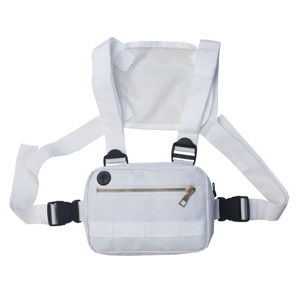 

men chest bag small hip hop streetwear functional chest bag cross shoulder adjustable streetwear bags waist packs white
