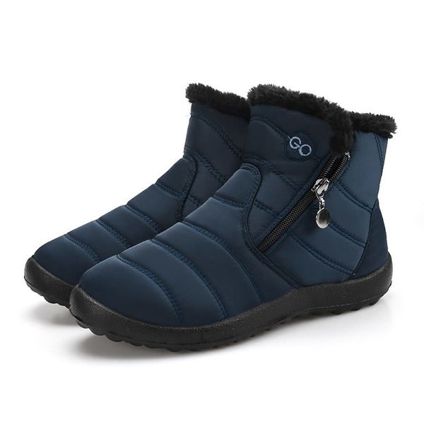 

2019 warm plush ladies woman winter waterproof ankle boots women shoes side zipper plus size mx200324, Black
