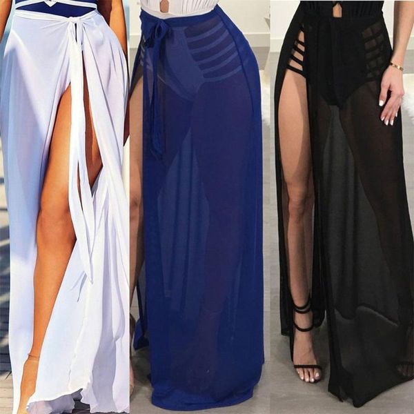 

women bikini cover up swimwear sheer beach maxi wrap skirt sarong pareo dress