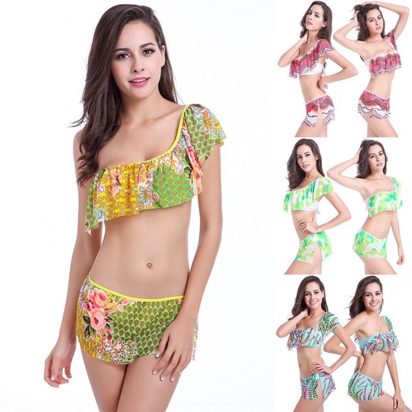 

2019 high-end ruffled one-shoulder bikini high-grade mesh comfortable and breathable, White;black