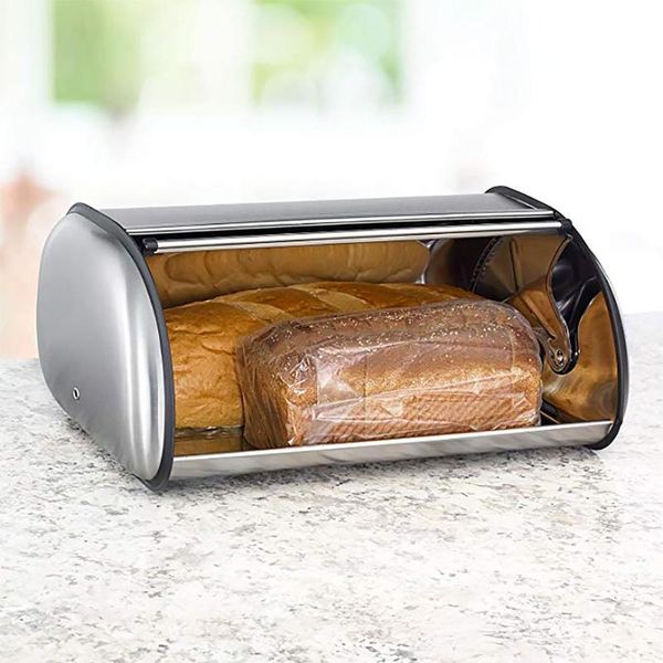 

1pc large stainless steel bread box storage bin keeper kitchen container bread holder storage supplies