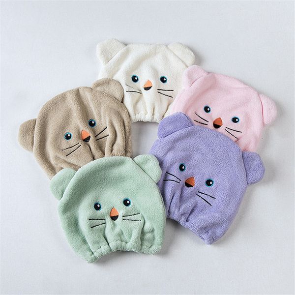 

coral fleece good hygroscopicity and breathability microfiber hair turban quickly dry hair hat wrapped towel cap towel 25x21cm
