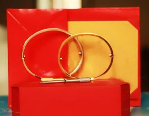 

titanium steel love bracelets silver rose gold bangles women men screw screwdriver bracelet couple jewelry with box set, Black