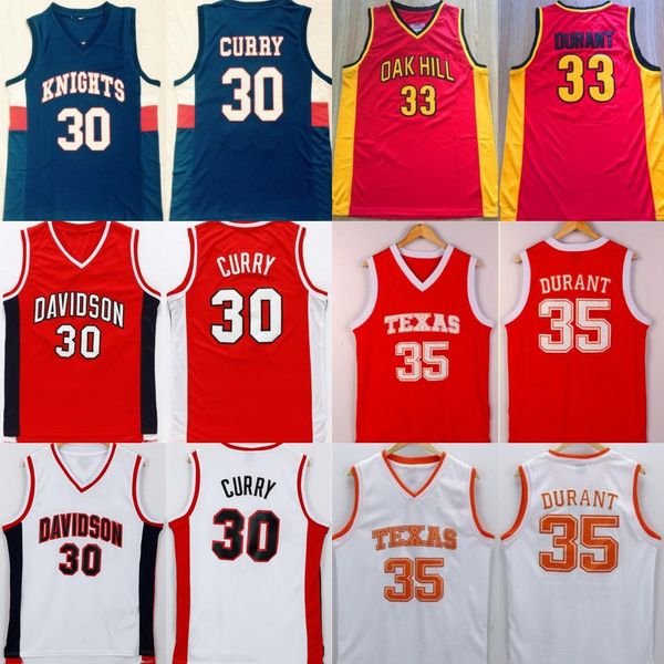 

#30 Curry Davidson #35 Durant Texas College Basketball Shirts Stitched Knights Oak Hill High School Basketball Jersey