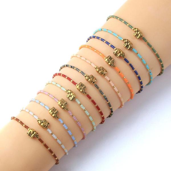 

charm bracelets kelitch cute animal handmade miyuki seed beaded string adjustable chain boho jewelry, Golden;silver