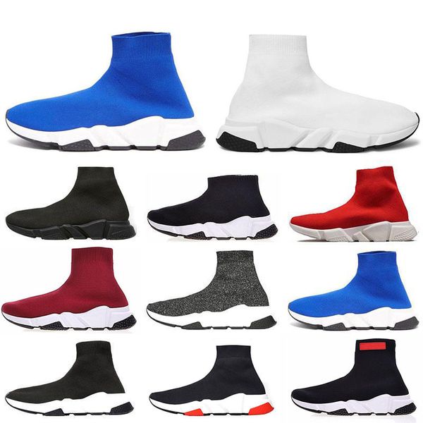 

New Classic Sock Shoe designer For men women Speed Trainer fashion Luxury black white blue glitter Flat Brand mens Trainers sneakers 36-45