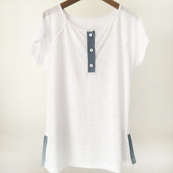 

women's swing fork contrast color loose women's t-shirt swing fork t-shirt contrast color loose top, White