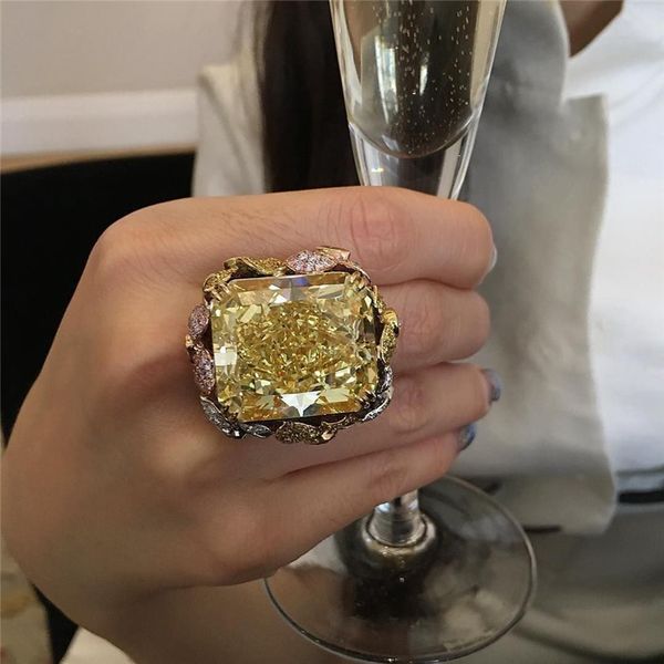 

hyperbole 14k gold champagne diamond rings for women gift fashion wedding bizuteria gemstone luxury yellow z jewelry rings, Golden;silver