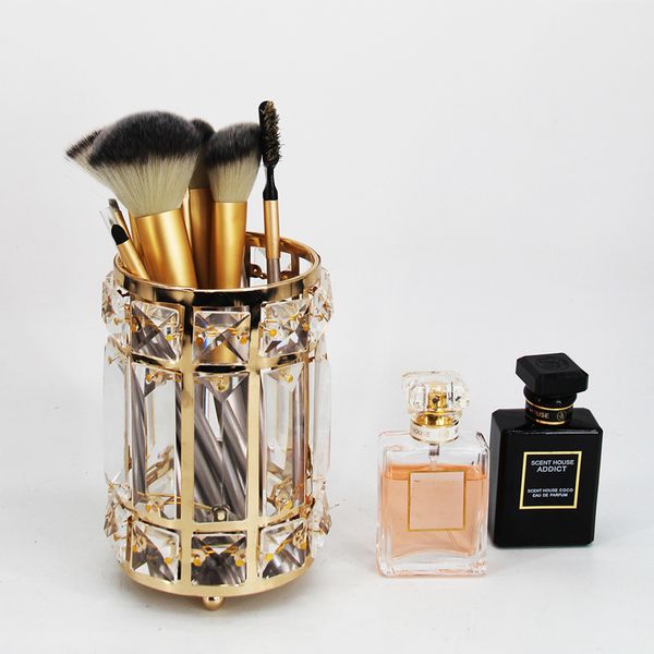 

crystal candle holder silver /gold candlestick makeup brush storage table cosmetic box for home party decoration