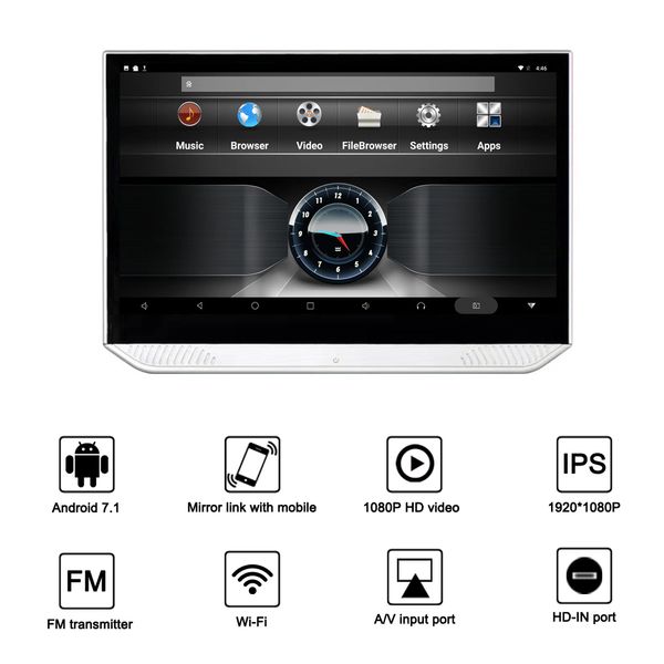 

13 3 inch android 7 1 car headre t monitor 1920 1080 hd 1080p video touch creen wifi bluetooth u b d hdmi fm mp5 video player car dvd