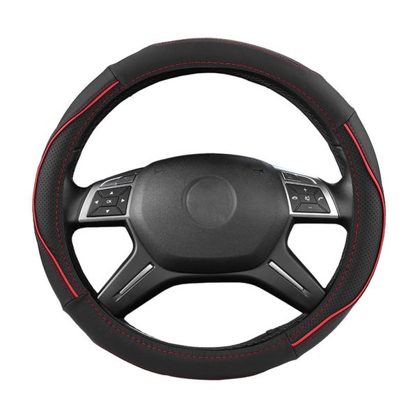 

car 38cm steering wheel cover hand-stitched leather fit for most types of cars anti-slip universal cover interior accessories