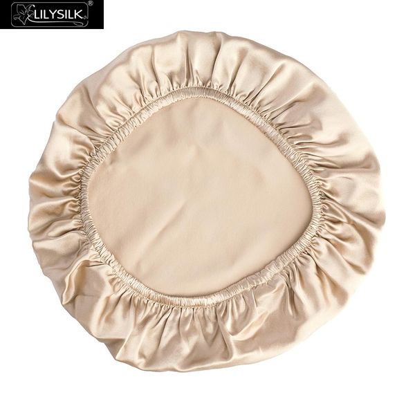 

lilysilk silk sleeping cap sleep night cap natural 19 momme head cover bonnet for curly hair  white coffee ing, Blue;gray