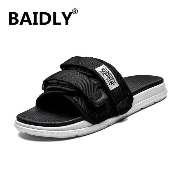 

new mens sandals slides slippers flats lovers summer beach shoes men gladiator sandals sandalias de hombre de cuero, Black