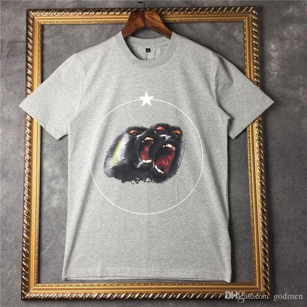 

luxury summer t shirt mens designer t shirt men women t shirt hip hop roar orangutan monkey circle star short sleeve size s-xxl, White;black