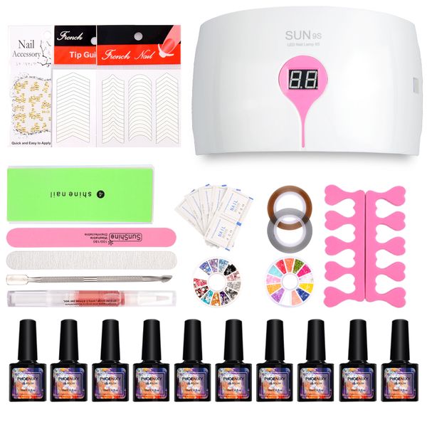 

nail set 36w uv lamp dryer with 10pcs nail gel polish soak off manicure products lasting gel polish kit for art tools
