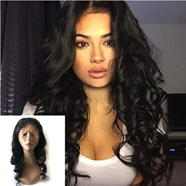 

loose wave wig 150% lace front human hair wigs for women brazilian remy hair 13x4 glueless lace frontal wig long black perstar, Black;brown
