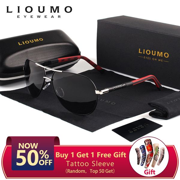 

lioumo 2019 brand men vintage aluminum hd polarized sunglasses classic sun glasses coating lens driving shades for men/women, White;black