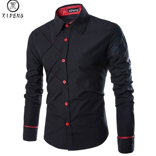 

men shirt 2019 spring new brand business men's slim fit dress shirt male long sleeve striped camisa masculina size -3xl, White;black