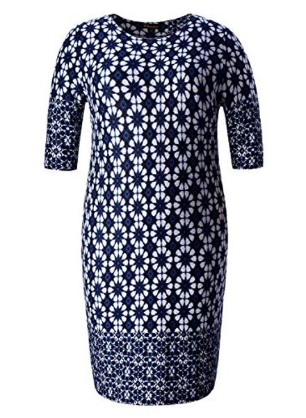 

chicwe women's plus size stretch designed floral border shift cashmere touch dress - casual dress, Black;gray
