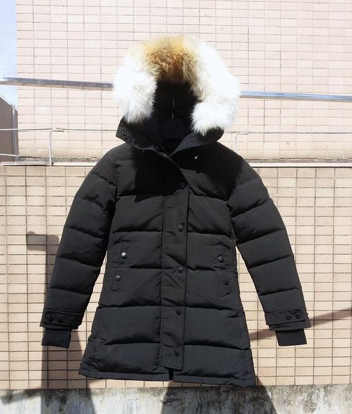 

Real wolf fur women 039 down jacket helburne parka fu ion fit duck real woif fur coat winter thick warm coat parka hooded coat down, Black