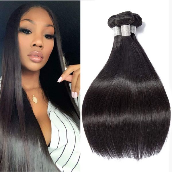 

класс 8а бразильского плетение straight человеческих волосы пучки natural color double рисованного virgin необработанного наращивание волос, Black