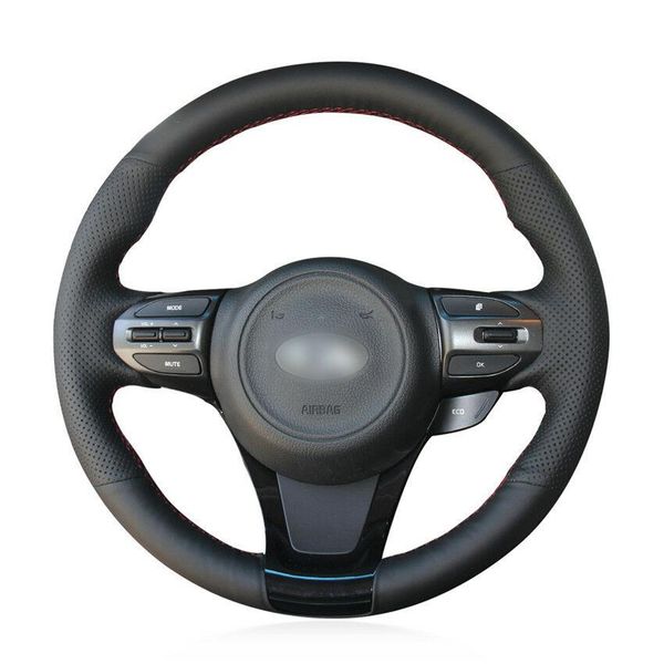 

for kia optima 2014-2015 hand-sewn steering wheel cover black artificial leather