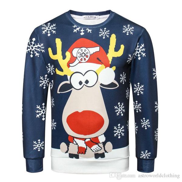 

christmas printed mens designer hoodies 3d digital printed teenager sweatshirts long sleeve o neck male apparel, Black