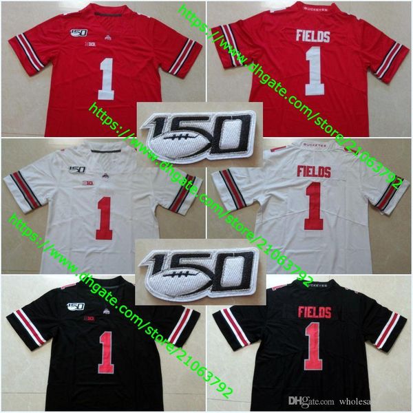 

150th patch ohio #1 justin fields blackout #7 dwayne haskins jr. #97 nick bosa #15 elliott #97 joey bosa #2 jk dobbins stitched jerseys, Black