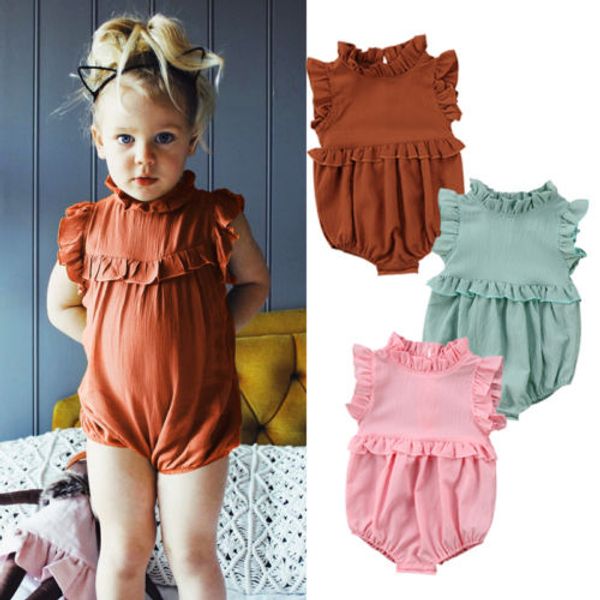

2019 newborn infnat kid baby girl рукава romper хлопок комбинезон o-образный вырез bodysuit одежда твердой эпикировка лето pudcoco популярно, White