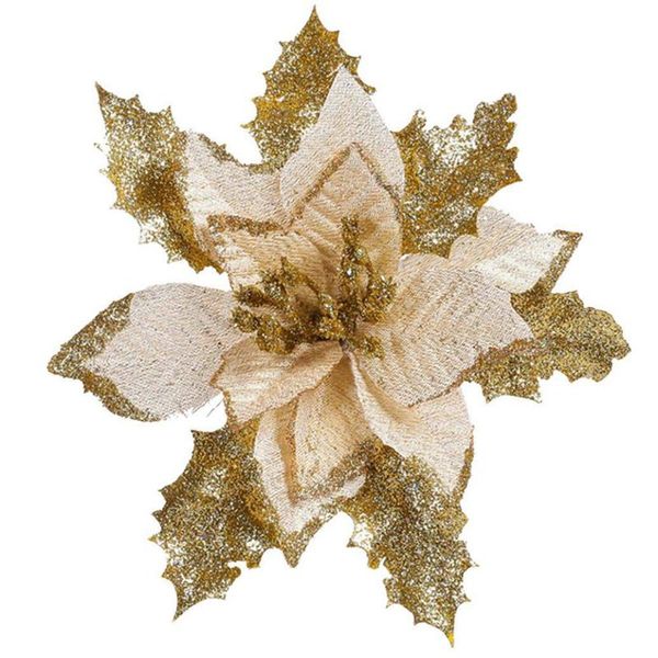 

6pcs 6.6 inch glitter artificial wedding christmas flowers xmas tree wreaths decor ornament christmas tree ornaments h