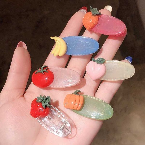 

lovely transparent cute fruit bb clips hairpins girls hair accessories children headwear baby hair clips headdress, Slivery;white