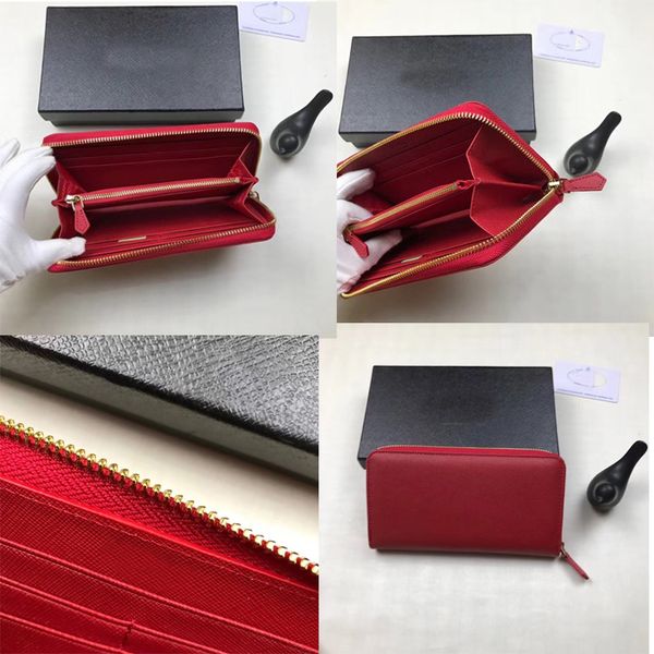 

l0506p90 2020 famous wallets wristlet women coin crad purses clutch bags designer genuine leather design zipper, Red;black