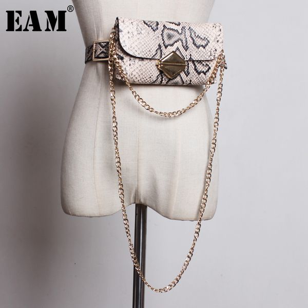 

eam] 2020 new spring summer pattern pu leather chain split joint mini-bag personality belt women fashion tide all-match jq869, Black;brown