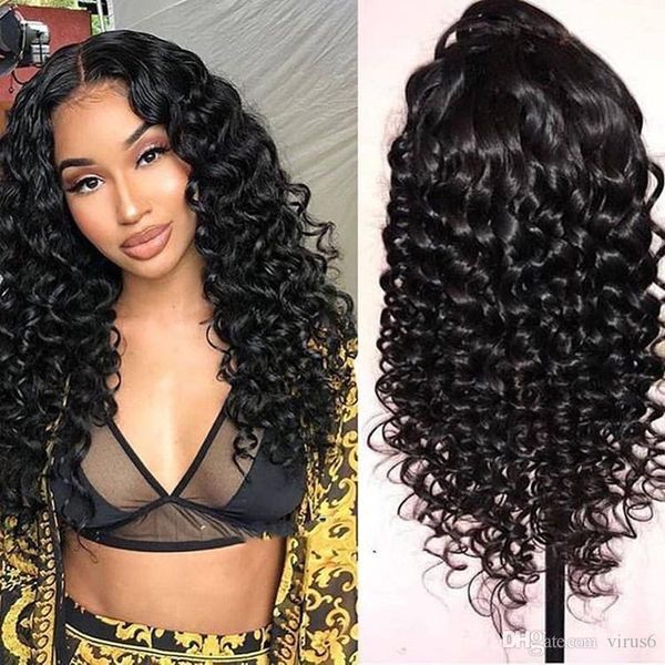 

360 lace frontal wig loose curly wigs 13x6 deep front lace remy human hair preplucked hairline wave wig black full end for women