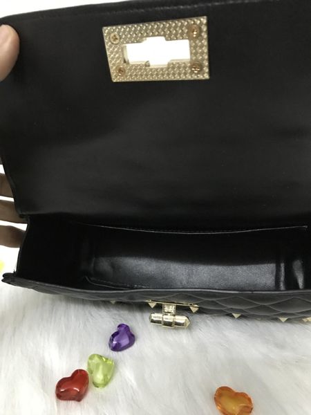 

fashion designer handbag black rivet shoulder sheepskin shoulder bag/fashion ladies shoulder bag/wholesale sell style