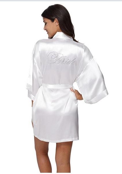 

fashion silk bridesmaid bride robe women short satin wedding kimono robes sleepwear nightgown dress woman bathrobe pajamas, Black;red