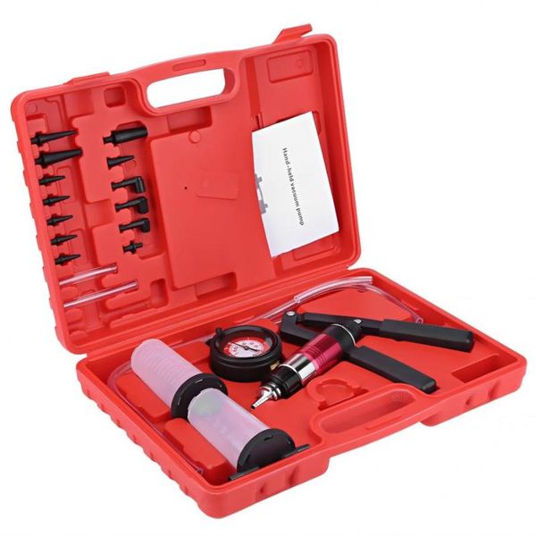 

auto hand held vacuum pump pressure tester kit brake bleeder test tool set with adapters car accessories resistant to corrosion