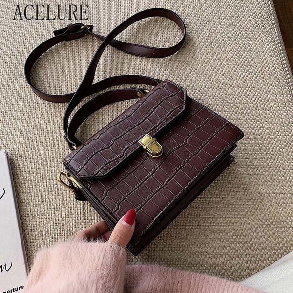 

acelure stone pattern искусственная кожа crossbody сумки для женщин небольшой засов крышка твердые плеча сумка женская сумки кошелек
