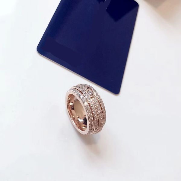 

double row drill ring 925 sterling silver women wedding engagement jewelry ring ring women party jewelry gift, Slivery;golden