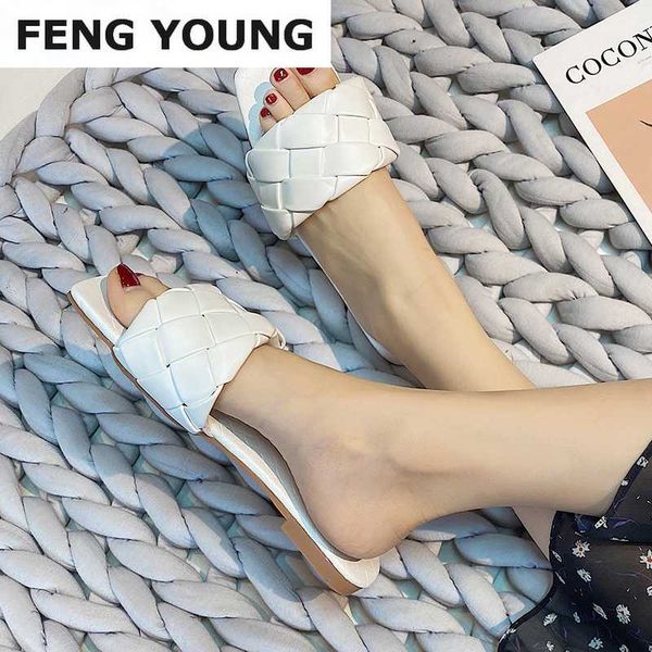 

women summer casual open toe flat heel sandals red leather weaving beach slippers woman comfortable outdoor slides mujer, Black
