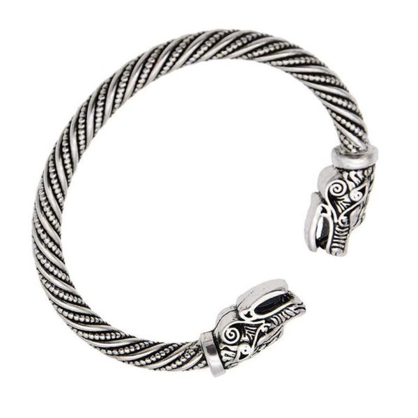 

wolves head vintage punk fabala cuff wristband rock bracelets adjustable, Black