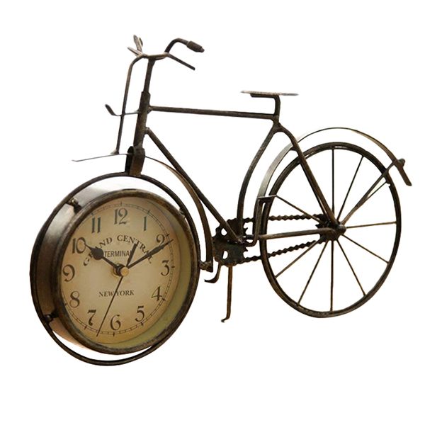 

vintage iron bicycle type table clock classic non-ticking silent retro decorative bike clock for living room study room cafe b