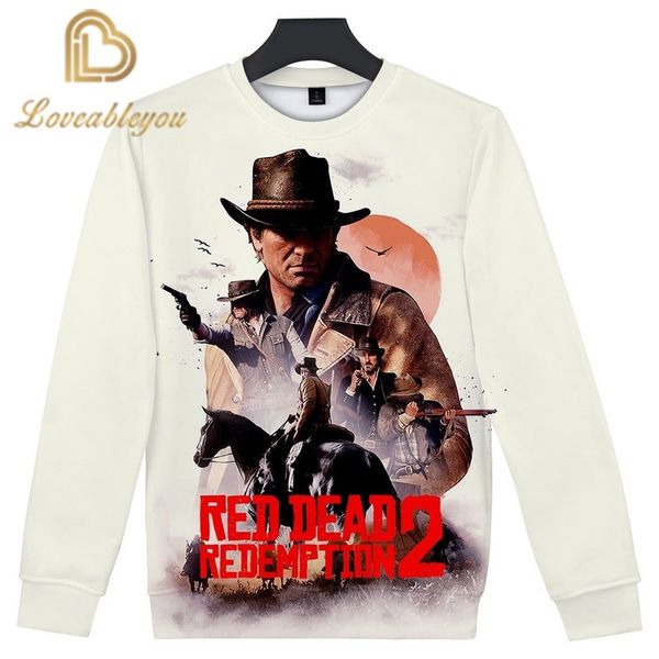 

2020 fashion red dead redemption 2 hoodie 3d printed mens sweatshirts casual harajuku hip hop hoodies, Black